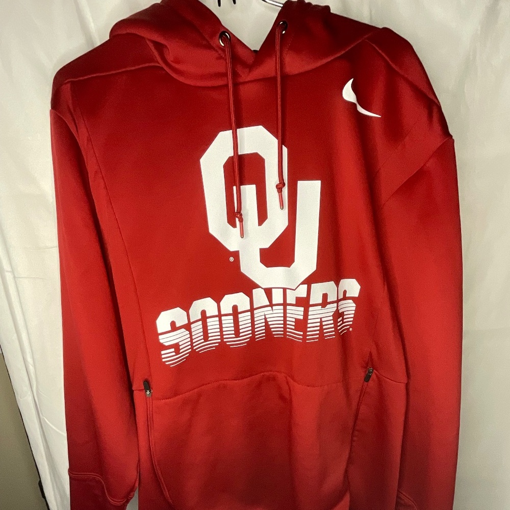 Nike OU Sooners Medium Men’s Hoodie Dry Fit On Field Crimson Zipper Gameday 60